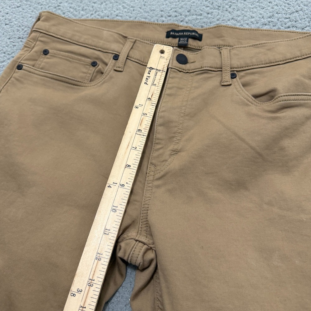 Banana Republic Twill Pants Mens 36x32 Tan 5-Pocket Straight Leg Stretch Khaki - Picture 7 of 12